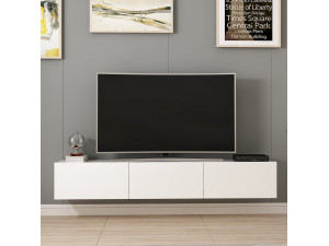 Hangend houten TV-meubel "Rigel" - 180 x 32 x 30 cm - Wit 2