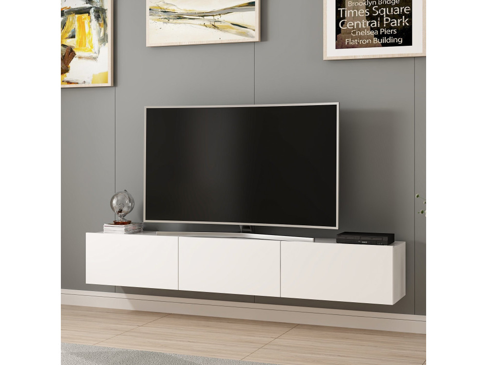 Hangend houten TV-meubel "Rigel" - 180 x 32 x 30 cm - Wit