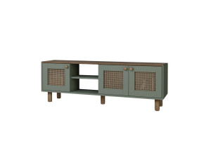 Bohemian" TV-meubel van hout en riet - 160 x 40 x 56 cm - Groen