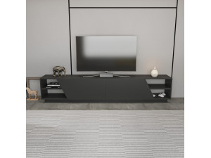 Houten TV-meubel Rhodes - 240 x 37 x 47 cm - Antraciet grijs 2