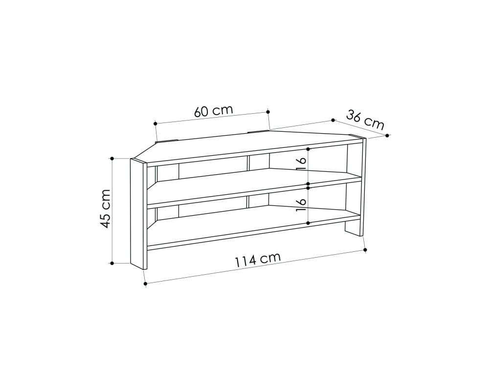 Thales" houten hoek TV meubel - 114 x 36 x 45 cm - Beige