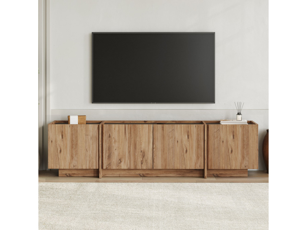 Houten TV-meubel "Lowen" - 180 x 35 x 46 cm - Atlantic Pine / Antraciet