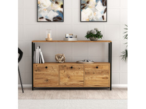 Houten dressoir "Nero" - 120 x 30 x 75 cm - Zwart Atlantisch grenen 2
