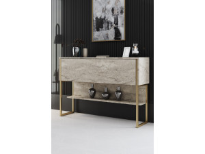 Luxe" houten console - 120 x 30 x 80 cm - Goud Travertin 2