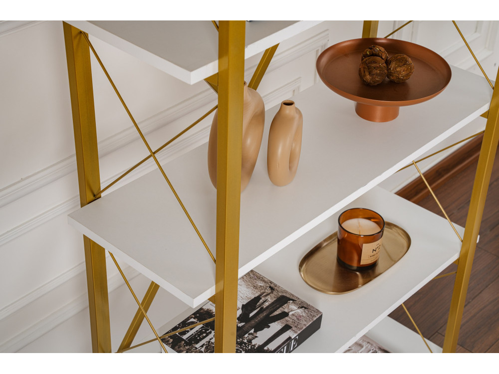 Elysian" houten boekenkast - 90 x 33 x 180 cm - Witgoud