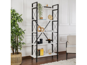 Houten boekenkast "Elysian" - 90 x 33 x 180 cm - WitZwart 2