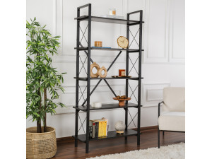Houten boekenkast "Elysian" - 90 x 33 x 180 cm - Zwart HoutZwart Hout 2