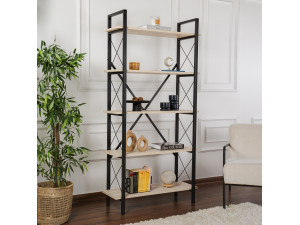 Houten boekenkast "Elysian" - 90 x 33 x 180 cm - TravertinZwart 2