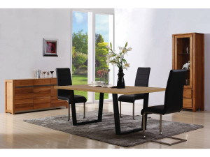 Eettafel keukentafel tafel "Hollywood" - 200 x 100 x 76 cm - kleur: Eiken / Zwart 2