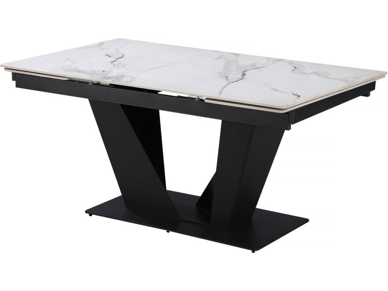 Uitschuifbare keramische eettafel - 160/240 cm - 6 tot 10 personen "Nova" - Wit gemarmerd grijs