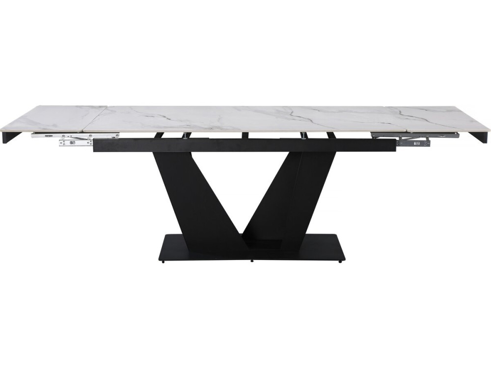 Uitschuifbare keramische eettafel - 160/240 cm - 6 tot 10 personen "Nova" - Wit gemarmerd grijs