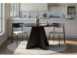 Eettafel "Virella" van hout - 120 x 120 x 75 cm - Zwart hout 2