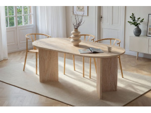 Houten eettafel "Sablin" - 180 x 89 x 75 cm - Travertin 2