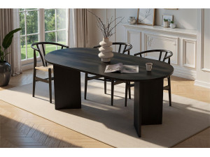 Houten eettafel "Sablin" - 180 x 89 x 75 cm - Zwart hout 2