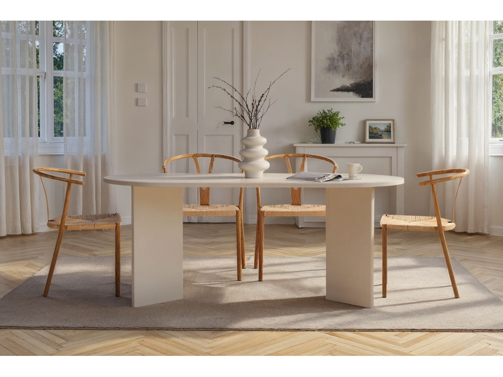 Houten eettafel "Sablin" - 180 x 89 x 75 cm - Wit Hout