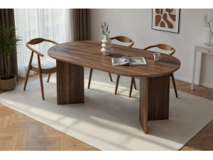 Houten eettafel "Sablin" 180 x 90 x 75 cm - Notelaar 2