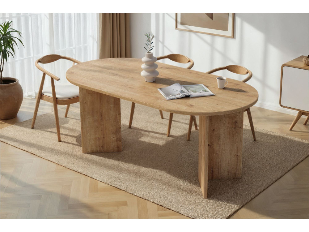 Houten eettafel "Sablin" 180 x 90 x 75 cm - Saffier eik