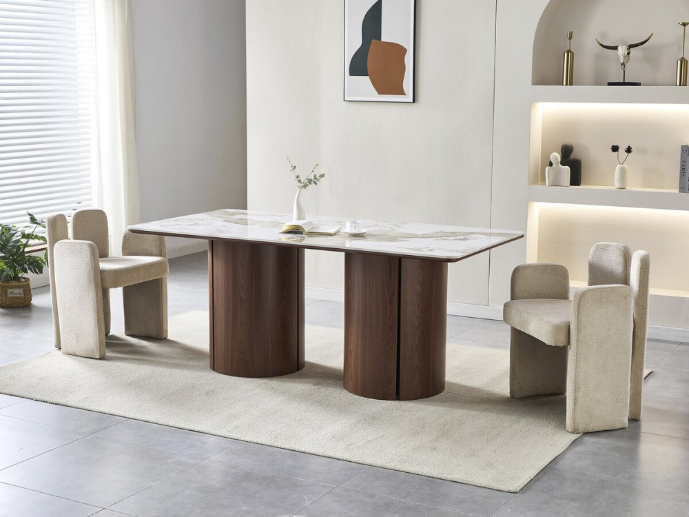 Pendora "Milano" rechthoekige eettafel van keramiek - 6 zitplaatsen - Bruin