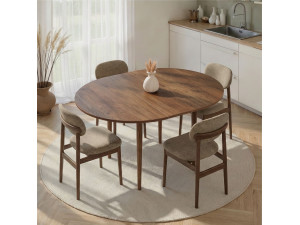 Uitschuifbare houten eettafel "Viona" 100 x 100 x 75 cm - Barok Walnoot 2