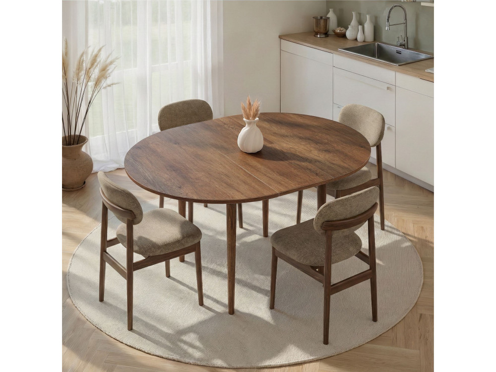 Uitschuifbare houten eettafel "Viona" 100 x 100 x 75 cm - Barok Walnoot