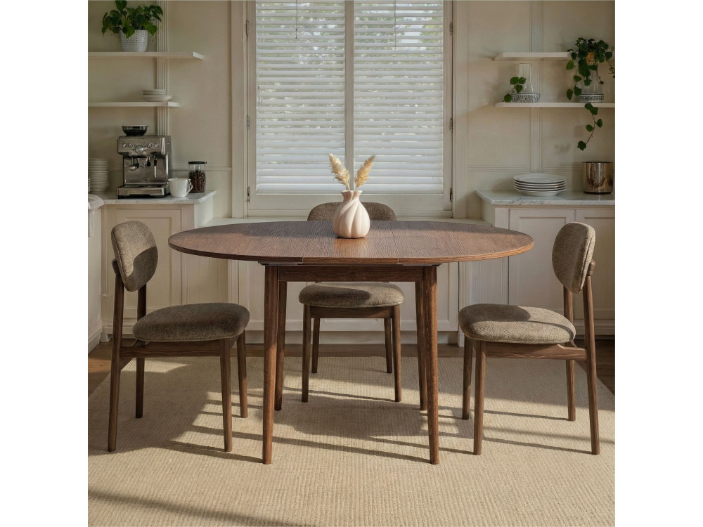 Uitschuifbare houten eettafel "Viona" 100 x 100 x 75 cm - Barok Walnoot