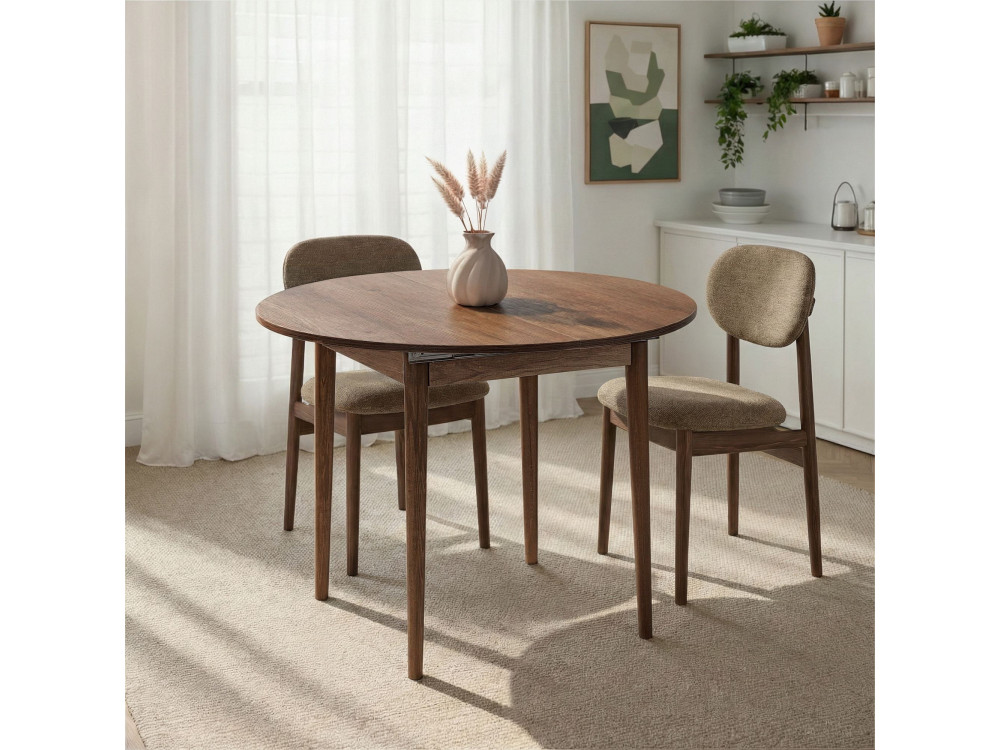 Uitschuifbare houten eettafel "Viona" 100 x 100 x 75 cm - Barok Walnoot