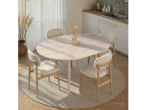 Uitschuifbare houten eettafel "Viona" 100 x 100 x 75 cm - Travertin 2