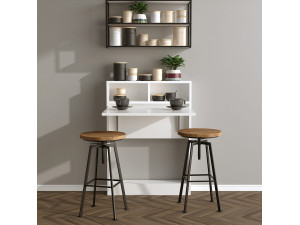 Bracked" inklapbare houten eettafel - 70 x 15 x 96 cm - Wit 2