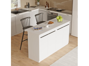 Houten keukentafel "Lark" - 160 x 60 x 90 cm - Wit 2