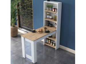 Houten eettafel "Jong" met planken - 120 x 54 x 154 cm - Bruin 2