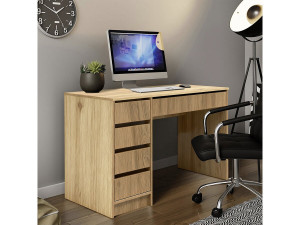 Houten bureau "Malika" met 5 laden - 120 x 75 x 55 cm - Bruin 2