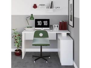 Houten bureau "Basak" - 130 x 60 x 74 cm - Wit 2