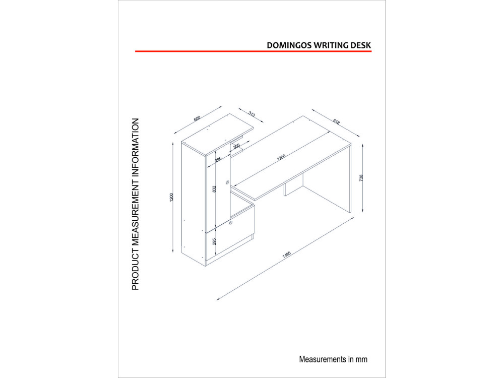 Houten bureau "Domingos" - 149 x 61 x 73 cm - Wit