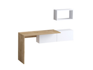 Tiff" houten bureau - 145 x 45 x 74 cm - Wit eiken