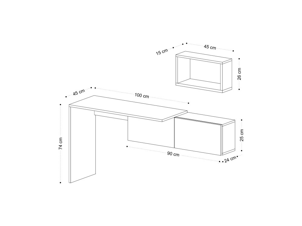 Tiff" houten bureau - 145 x 45 x 74 cm - Wit eiken