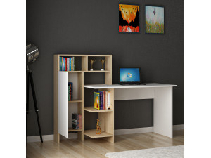 Houten bureau "Bugra" - 135 x 60 x 111 cm - Wit 2