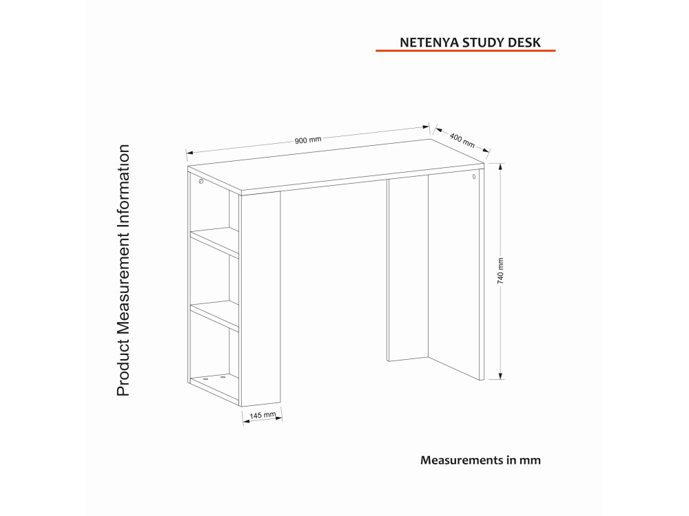 Houten bureau "Netenya" - 90 x 40 x 74 cm - Wit