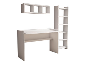 Hera" houten bureau met boekenkast en wandplank - 118 x 58 x 80 cm - Wit