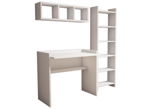 Houten bureau "Matilda" met boekenkast en wandplank - 90 x 58 x 80 cm - Wit