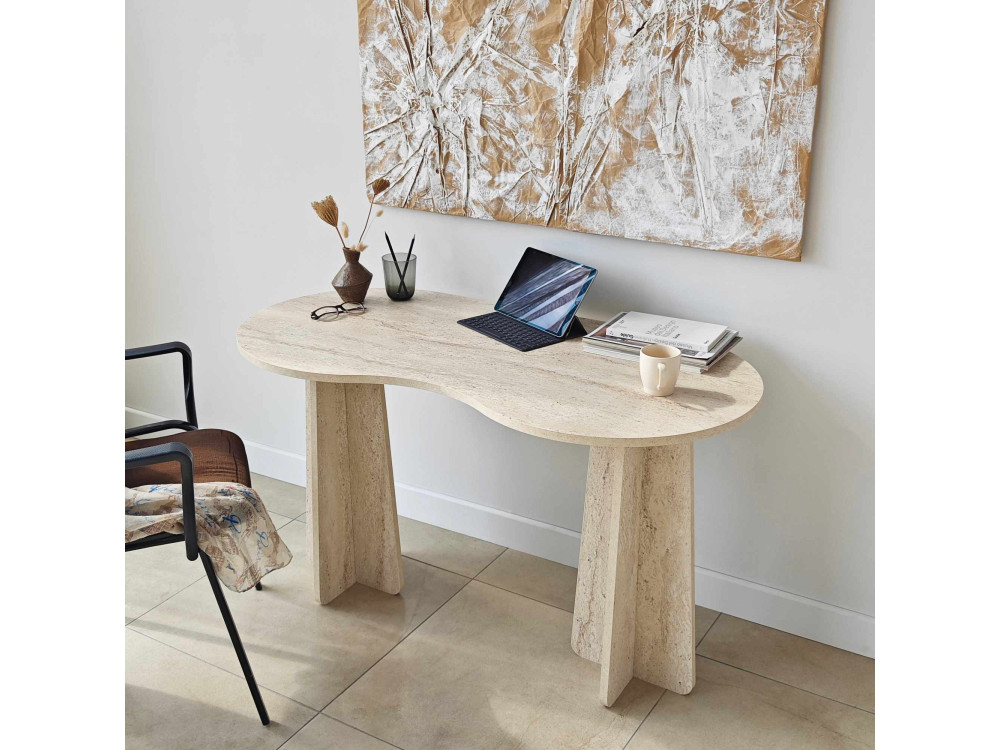 oneindig" houten bureau 120 x 60 x 75 cm - Travertin