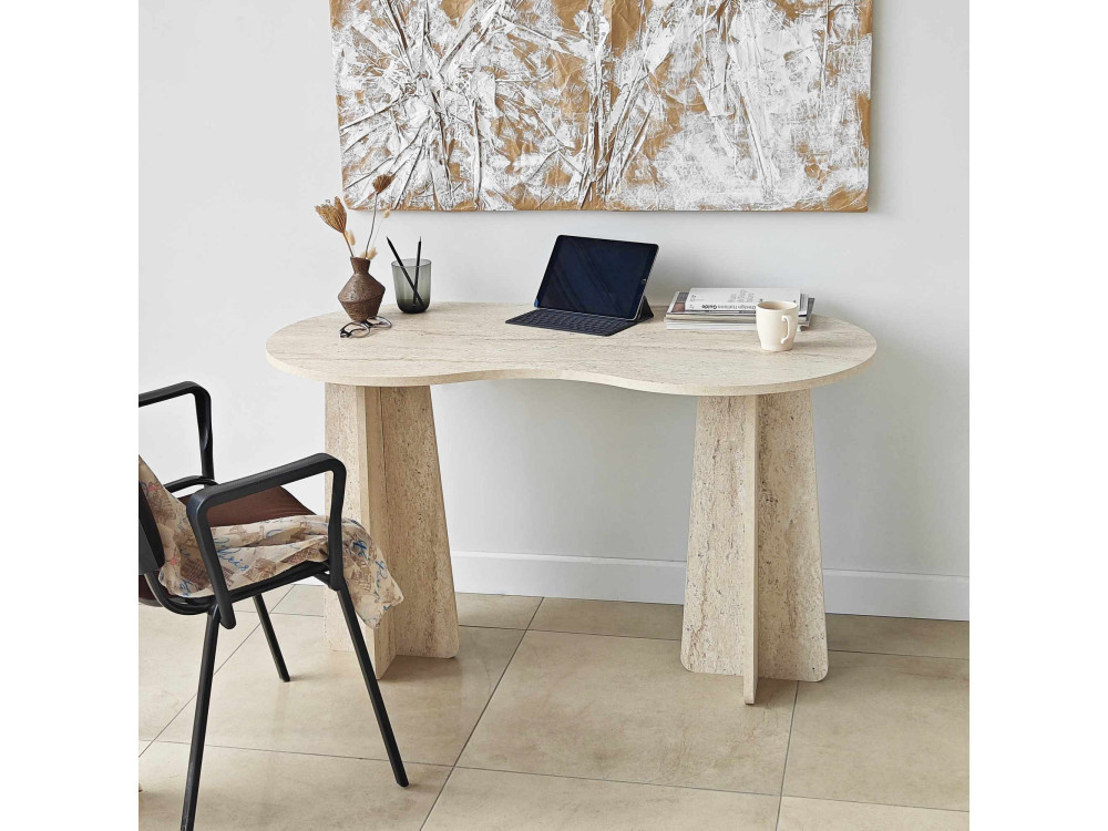 oneindig" houten bureau 120 x 60 x 75 cm - Travertin