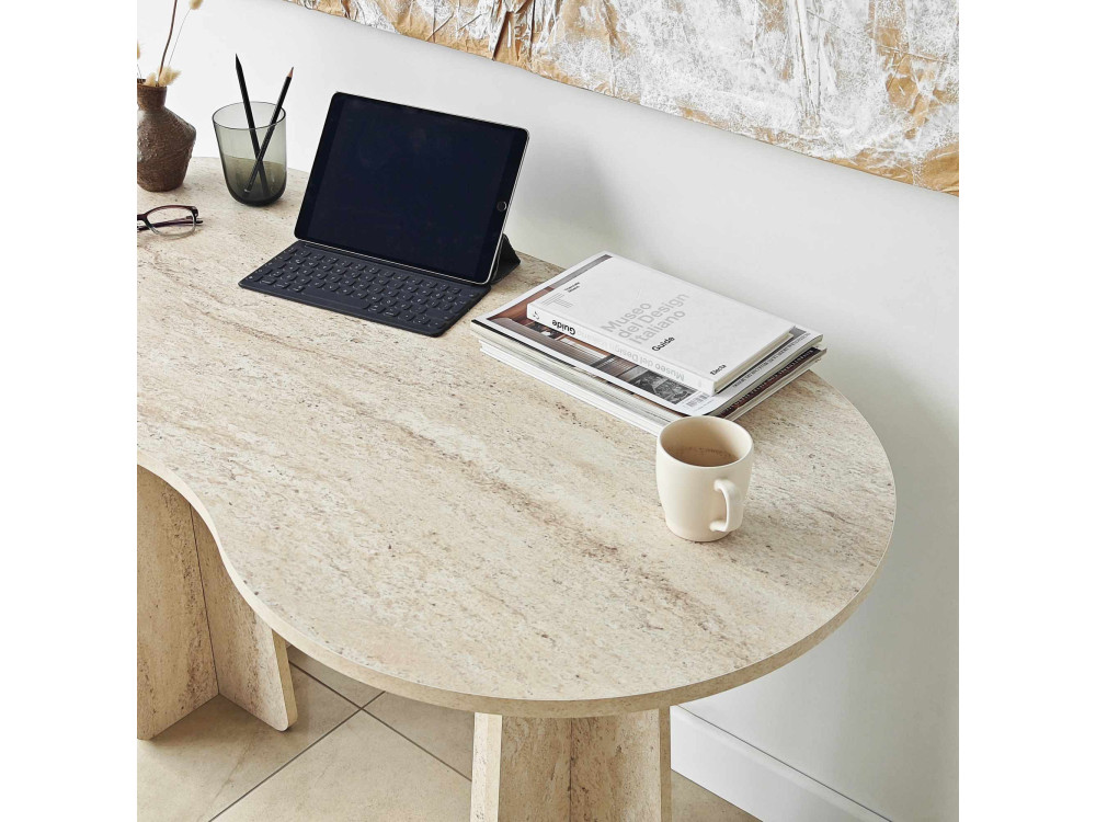 oneindig" houten bureau 120 x 60 x 75 cm - Travertin