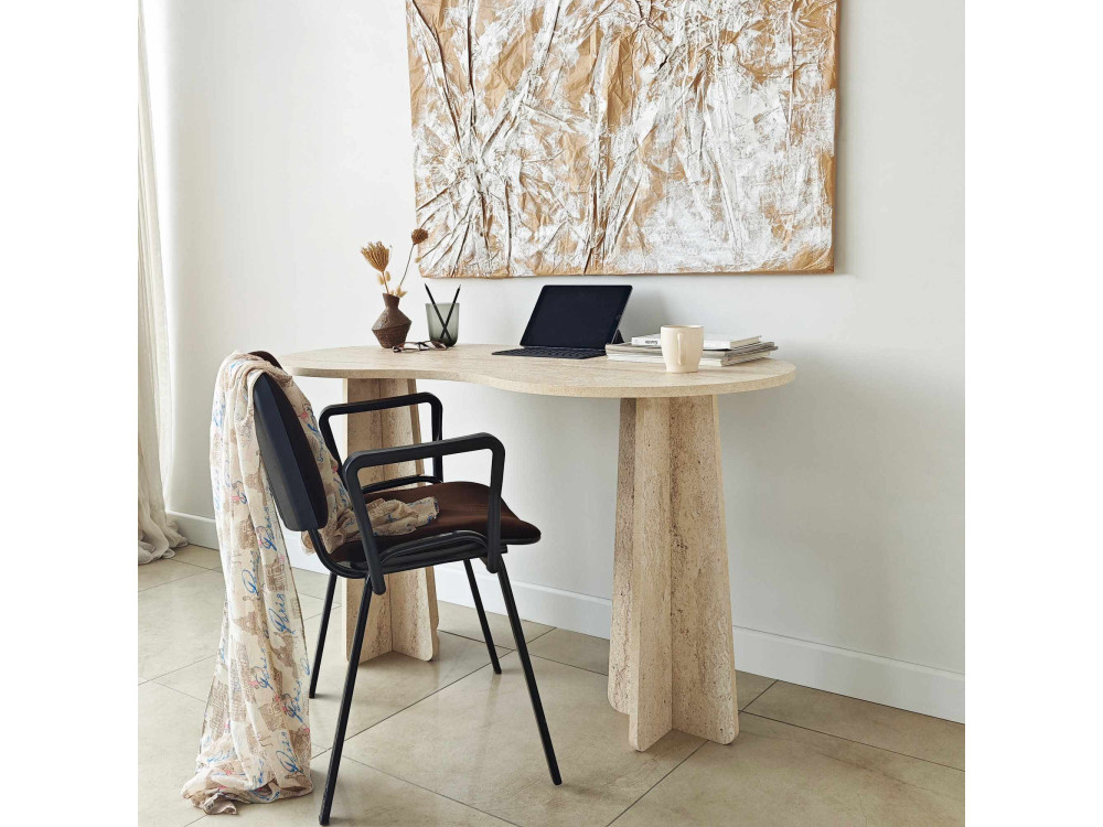 oneindig" houten bureau 120 x 60 x 75 cm - Travertin