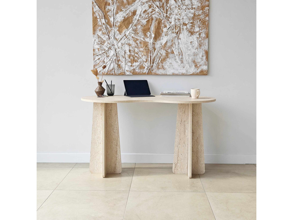 oneindig" houten bureau 120 x 60 x 75 cm - Travertin