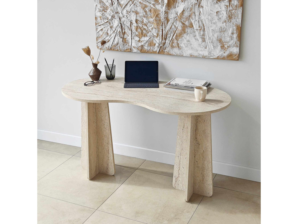 oneindig" houten bureau 120 x 60 x 75 cm - Travertin