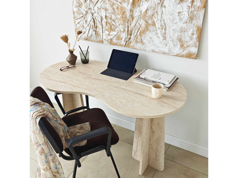 oneindig" houten bureau 120 x 60 x 75 cm - Travertin