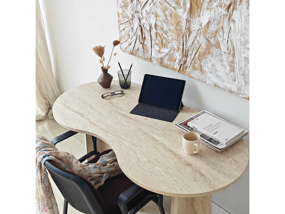 oneindig" houten bureau 120 x 60 x 75 cm - Travertin