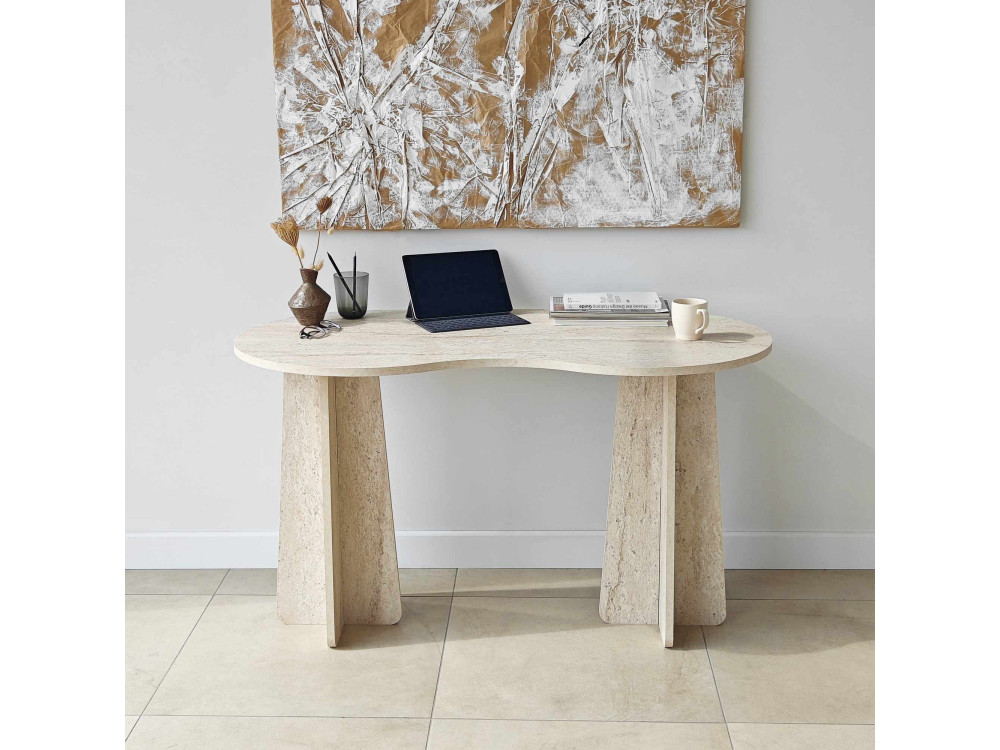 oneindig" houten bureau 120 x 60 x 75 cm - Travertin