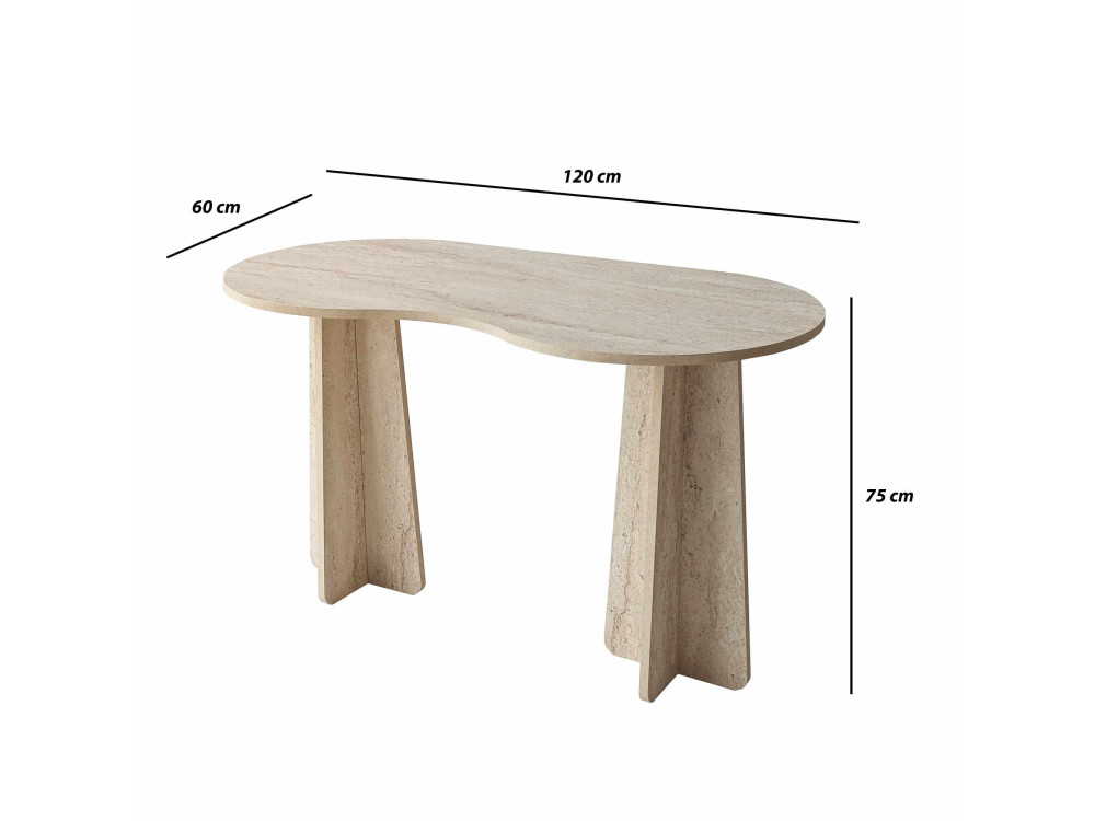 oneindig" houten bureau 120 x 60 x 75 cm - Travertin