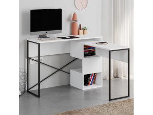 Modulair houten bureau "Badau" - 110 x 102 x 77 cm - Wit 2
